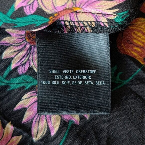 Anthropologie Maeve Florence Floral Boatneck Silk Top size 10 - Picture 9 of 10